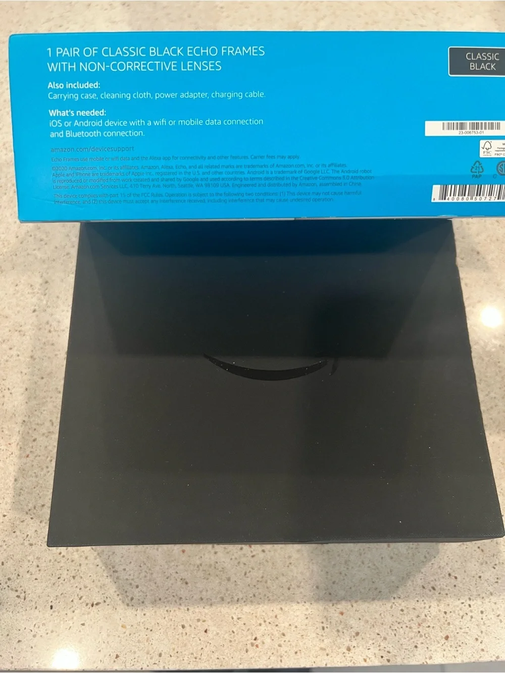 Amazon Echo Frames Smart Glasses — Black Frames — Open Box, UNUSED